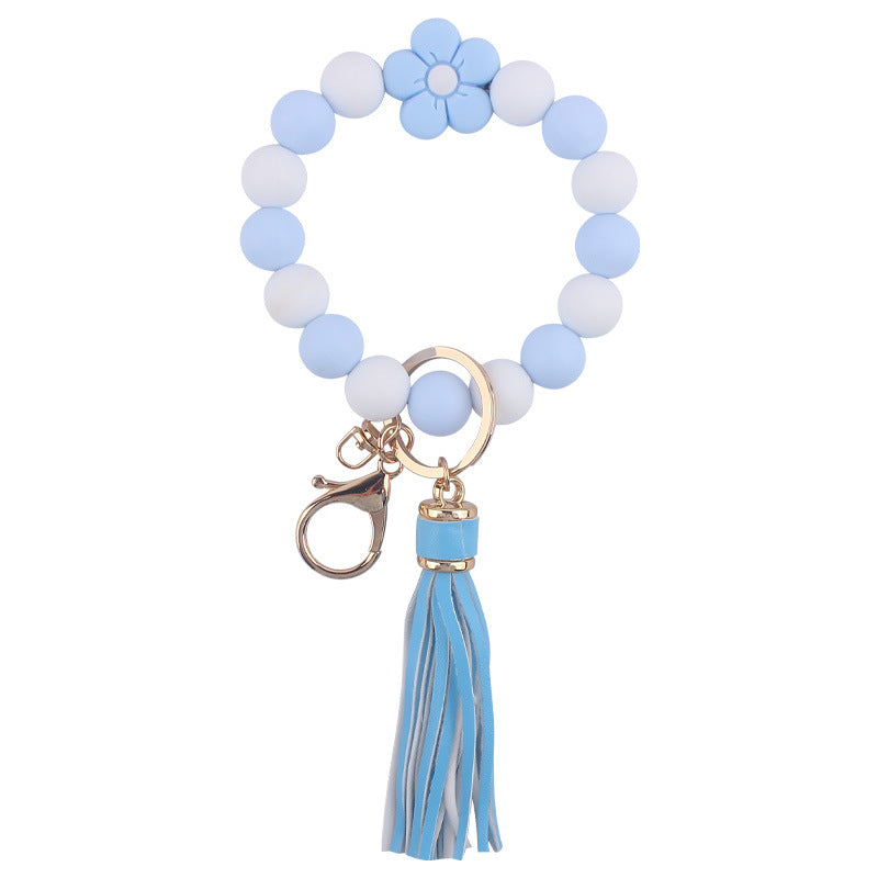 Wholesale Cartoon Flower Silicone Handmade Beaded Wrist Keychain